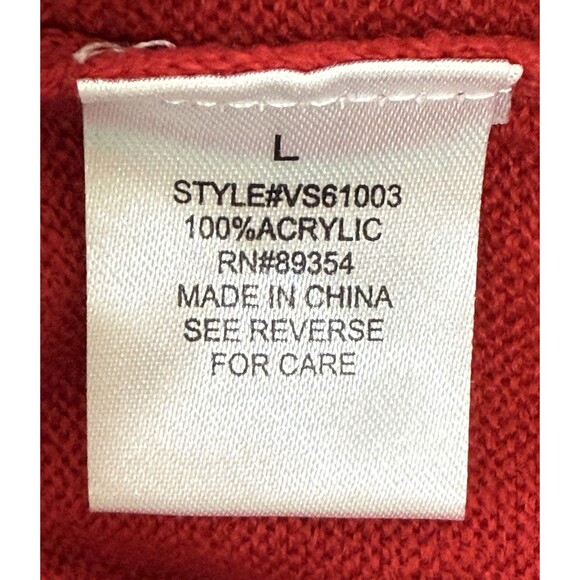 Adrienne Vittadini Red Asymmetric Shawl Collar Sweater Faux Wrap Front Elegant L - Picture 6 of 9